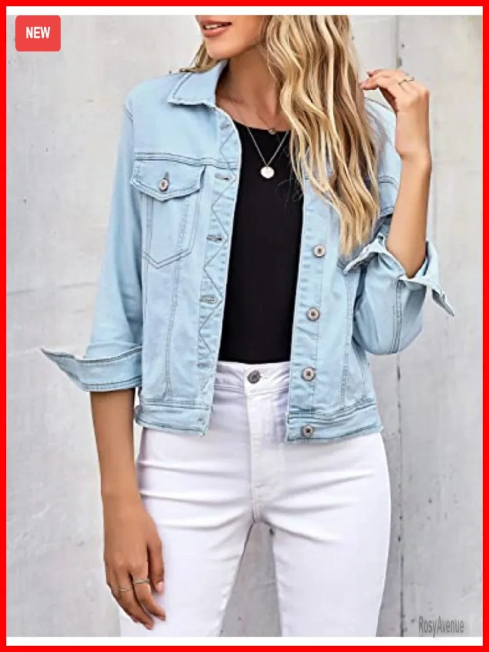 Long Sleeve Button Down Fitted Denim Jean Jacket